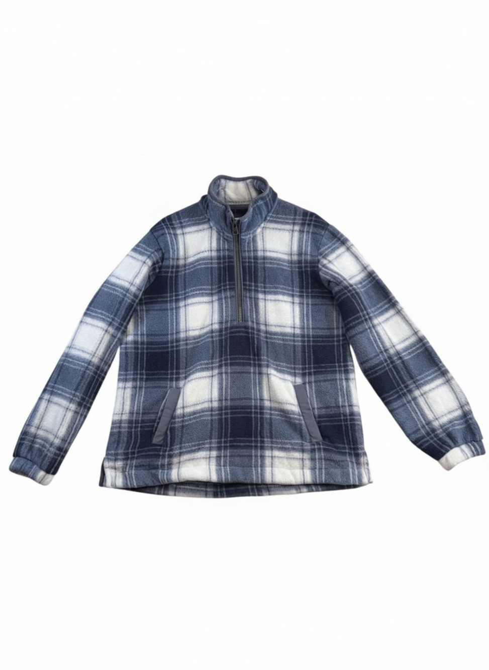 Abercrombie & Fitch Soft A&F Collection Blue Plaid Quarter-Zip Fleece Pullover